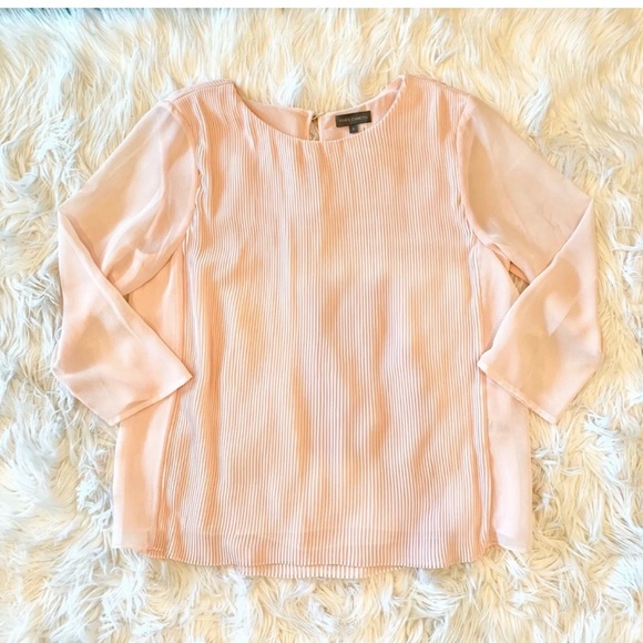 Vince Camuto Tops - VINCE CAMUTO Pale Pink Pleated 3/4 Sleeve Blouse